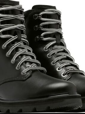 Sorel Black Leather Lace-Up Combat Goth Steampunk Boho Hippie Forest Raver Boots